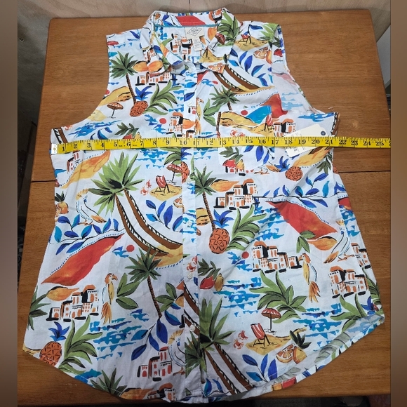 St. John's Bay Tops - St. John's Bay Tropical Print Sleeveless Button Front Top XL - Charity Item